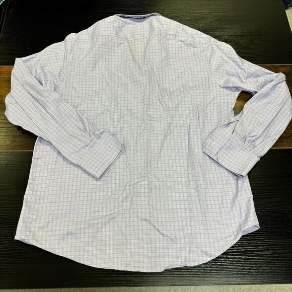 PINK THOMAS PINK Multi Grid Check Print French Cuff Shirt Purple White 17.5-44‎ - Picture 10 of 10